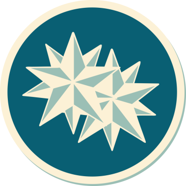 Bir insan tarafından çizilmiş geleneksel yıldız stili dövme çıkartması.