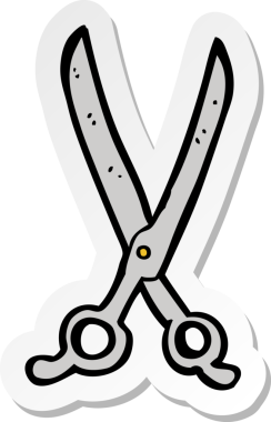 Bir insan tarafından çizilmiş makas çıkartması.