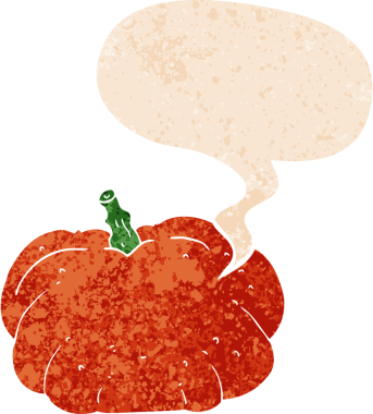 Bir insan tarafından çizilmiş grunge dertli retro biçimli konuşma balkabağı