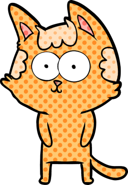 Bir insan tarafından çizilmiş mutlu çizgi film kedisi.