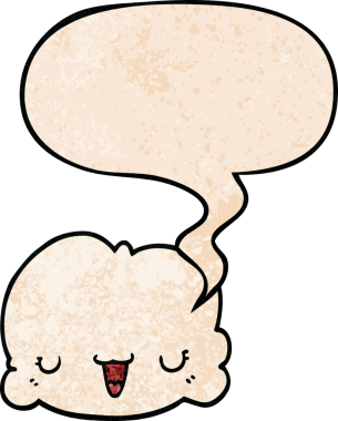 Bir insan tarafından çizilmiş geçmişe dönük konuşma baloncuklu şirin çizgi film bulutu.