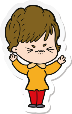 Bir insan tarafından çizilmiş, hayal kırıklığına uğramış bir kadının çıkartması.