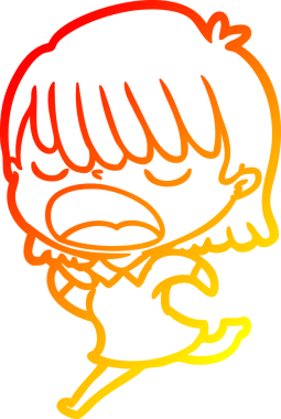 Bir insan tarafından yüksek sesle çizilmiş bir çizgi film kadını çizimi.