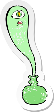 Bir insan tarafından çizilmiş şişedeki cadılar bayramı hayaletinin gerilimli yapıştırması.