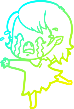 Bir insan tarafından çizilmiş ağlayan vampir kız çizgi filmi.