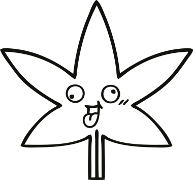 Bir insan tarafından çizilmiş marihuana yaprağının çizgi çizimi