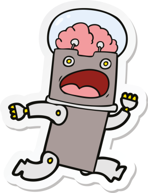 Bir insan tarafından çizilmiş robot karikatür çıkartması.