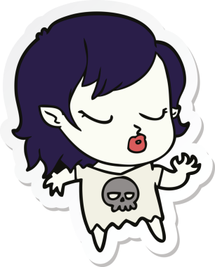 Bir insan tarafından çizilmiş şirin bir vampir kızın çıkartması.