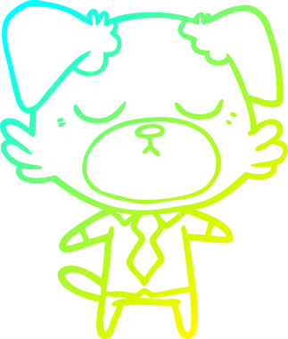 Bir insan tarafından çizilmiş ofis tişörtü giyen sevimli bir köpeğin çizimi.