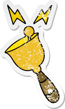 Bir insan tarafından çizilmiş sevimli bir el çanının sıkıntılı çıkartması.