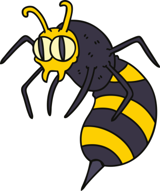 Bir insan tarafından çizilmiş tuhaf bir çizgi film.