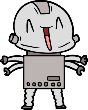 Bir insan tarafından çizilmiş çizgi film robotu