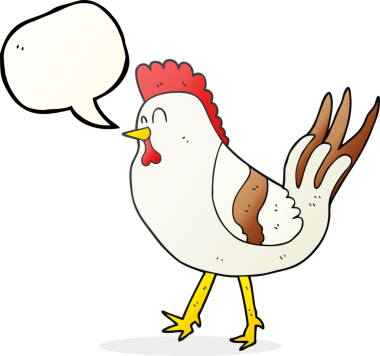 Bir insan tarafından çizilmiş serbest konuşma balonu çizgi filmi tavuğu.