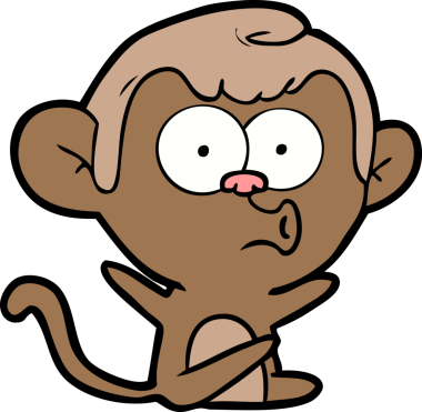 Bir insan tarafından çizilmiş korna çalan maymun.