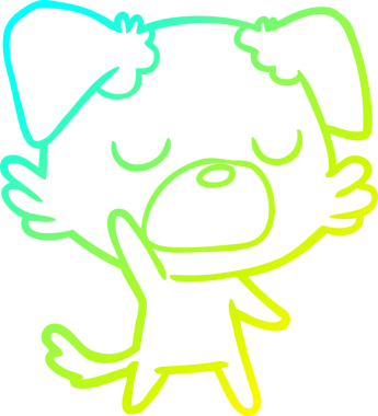 Bir insan tarafından çizilen çizgi film köpeğinin soğuk gradyan çizgisi.