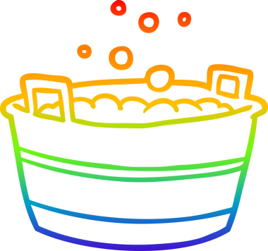 Bir insan tarafından çizilmiş su dolu eski bir teneke banyonun gradyan çizgisi.