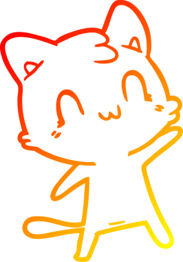 Bir insan tarafından çizilen mutlu çizgi bir kedinin sıcak gradyan çizimi