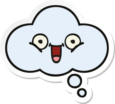 Bir insan tarafından çizilmiş şirin bir düşünce baloncuğunun çıkartması.