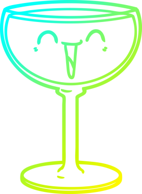 Bir insan tarafından çizilmiş bir bardak şarabın soğuk gradyan çizgisi.