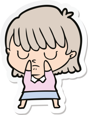 Bir insan tarafından çizilmiş bir karikatür kadının çıkartması.