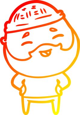 Bir insan tarafından çizilmiş mutlu sakallı bir adamın çizgi çizimi.