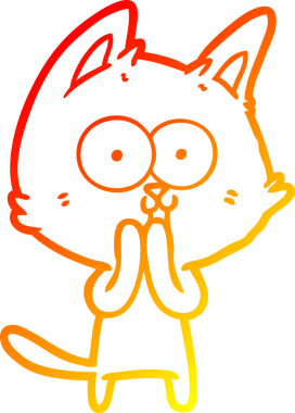 Bir insan tarafından çizilmiş komik bir çizgi film kedisinin sıcak çizgi çizimi