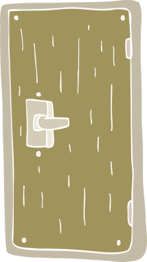 Bir insan tarafından çizilen kapının düz renk çizimi