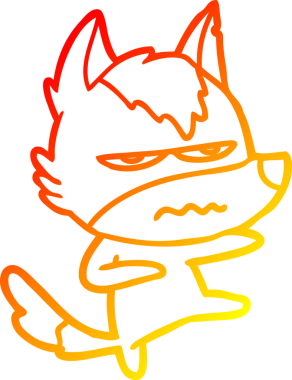 Bir insan tarafından çizilmiş kızgın bir kurdun sıcak çizgi çizimi.