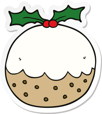 Bir insan tarafından çizilmiş Noel pudinginin çıkartması.