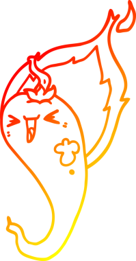 Bir insan tarafından çizilmiş kızgın kırmızı biber çizgi filminin sıcak gradyan çizimi