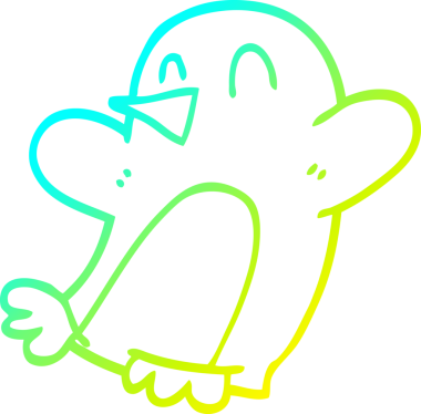 Bir insan tarafından çizilmiş dans eden penguen çizgi çizimi.