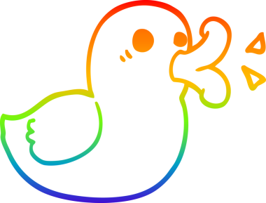 Gökkuşağı gradyan çizgi çizimi Bir insan tarafından çizilmiş mutlu ördek