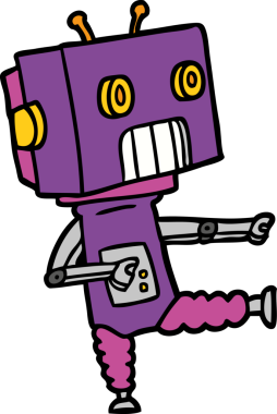 Bir insan tarafından çizilmiş çizgi film robotu