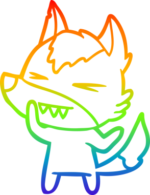 Bir insan tarafından çizilmiş kızgın bir kurt çizgi çizimi.