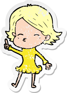 Bir insan tarafından çizilmiş bir fikri olan karikatür bir kadının sıkıntılı çıkartması.