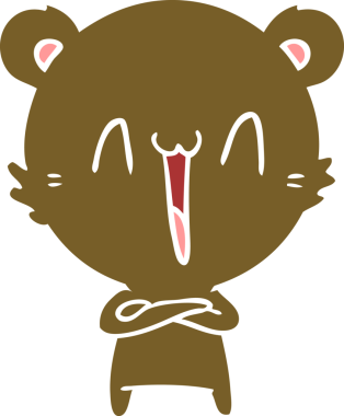 Mutlu ayı düz renkli çizgi film bir insan tarafından çizildi.