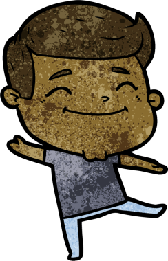 Bir insan tarafından çizilmiş mutlu çizgi film adamı.