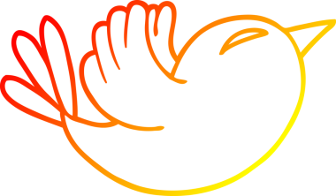 Bir insan tarafından çizilen mavi kuşun sıcak eğimli çizgi çizimi