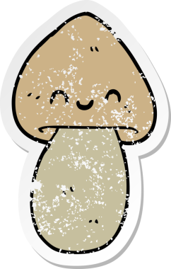 Bir insan tarafından çizilmiş karikatür mantarının sıkıntılı çıkartması