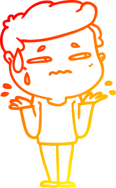 Bir insan tarafından çizilmiş, kafası karışmış bir çizgi film çizimi.