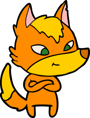 Bir insan tarafından çizilmiş tilki çizgi film karakteri