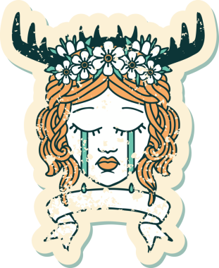 Retro Dövme Tarzı Ağlayan İnsan Druid Bir insan tarafından çizilmiş pankartıyla