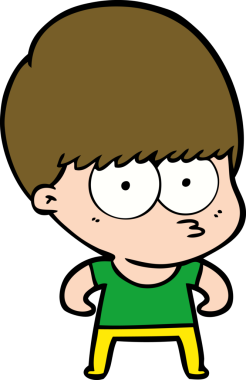 Bir insan tarafından çizilmiş tuhaf çizgi film çocuğu.