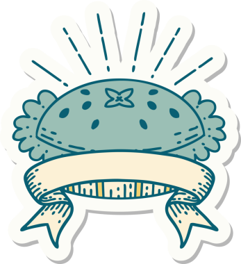 Dövme stili çıkartması. Bir insan tarafından çizilmiş harika bir turta.