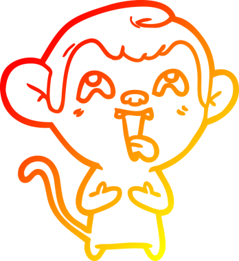 İnsan tarafından çizilmiş çılgın bir çizgi maymunun sıcak çizgi çizimi