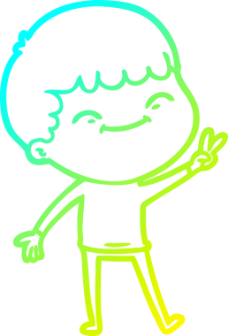 Bir çizgi film karakteri çizen soğuk çizgi bir insan tarafından çizilmiş mutlu çocuk.