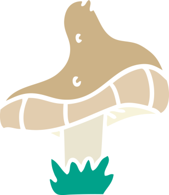 Bir insan tarafından çizilmiş tek bir mantarın el çizimi karikatürü.