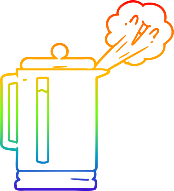 Bir insan tarafından kaynatılmış elektrikli su ısıtıcısının çizimi.