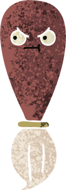 Bir insan tarafından çizilmiş bir boya fırçasının retro çizim tarzı karikatürü