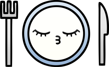 Bir insan tarafından çizilmiş yemek tabağının gölgeli çizgi filmi.